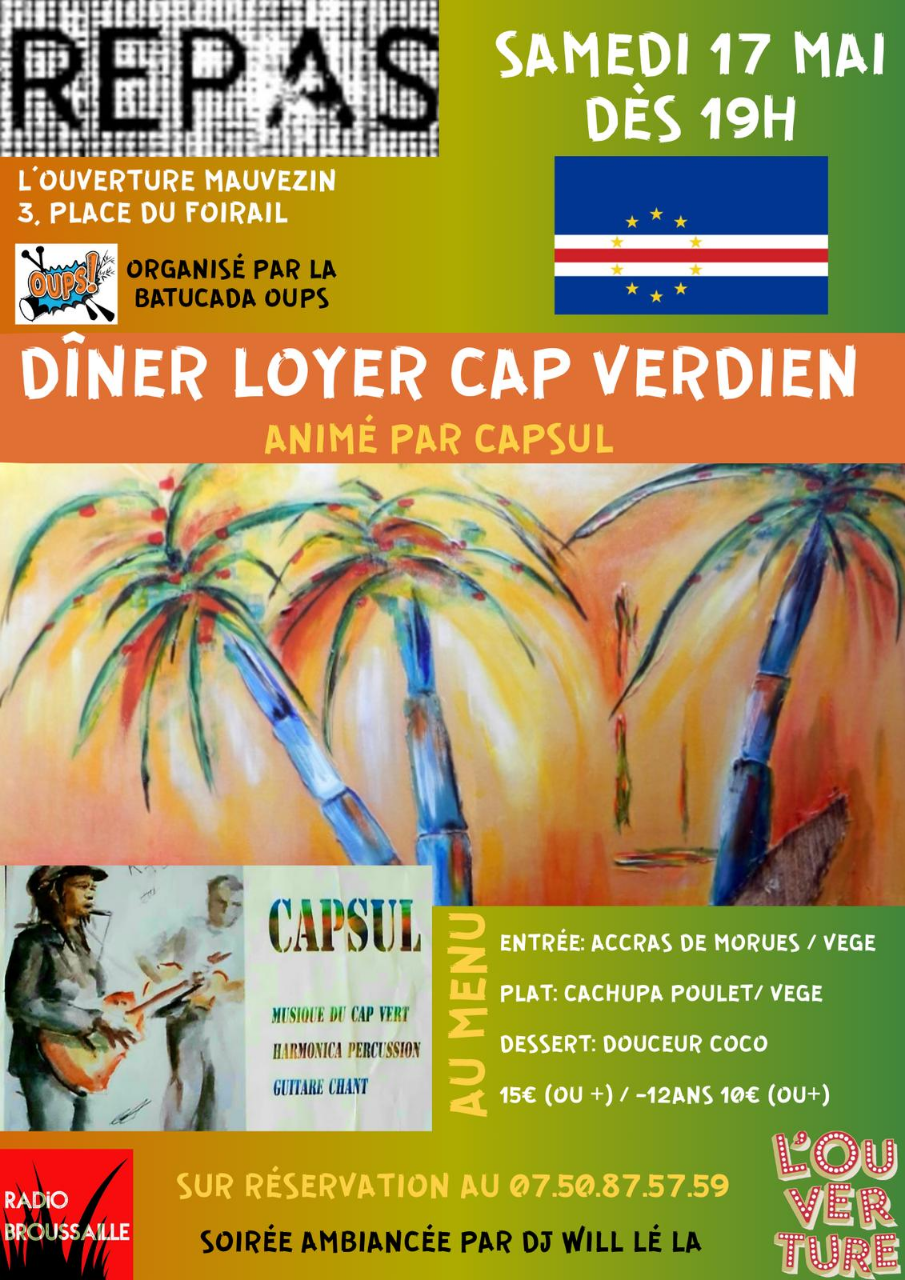 Diner loyer Cap Vert, samedi 17 mai